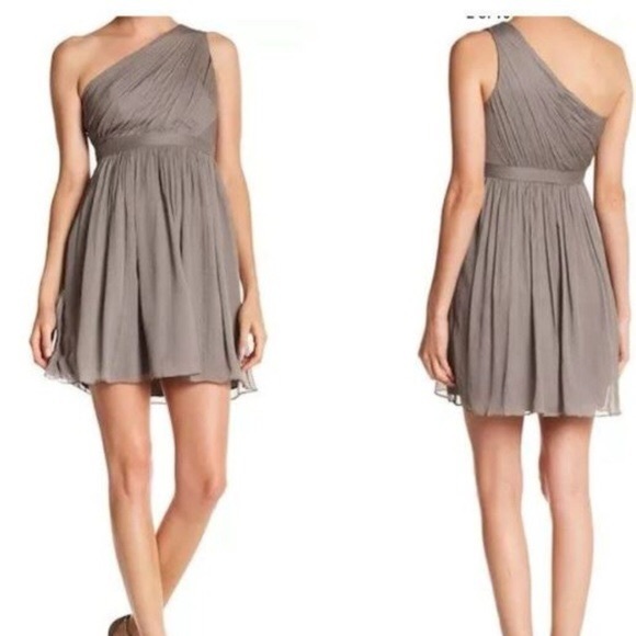 J Crew Kylie grey one shoulder bridesmaid dress - Picture 1 of 10